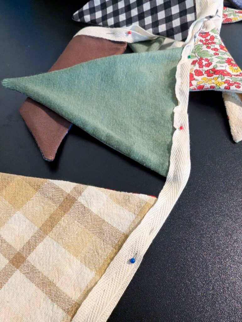 reversible bunting garland flags pinned to twill tape